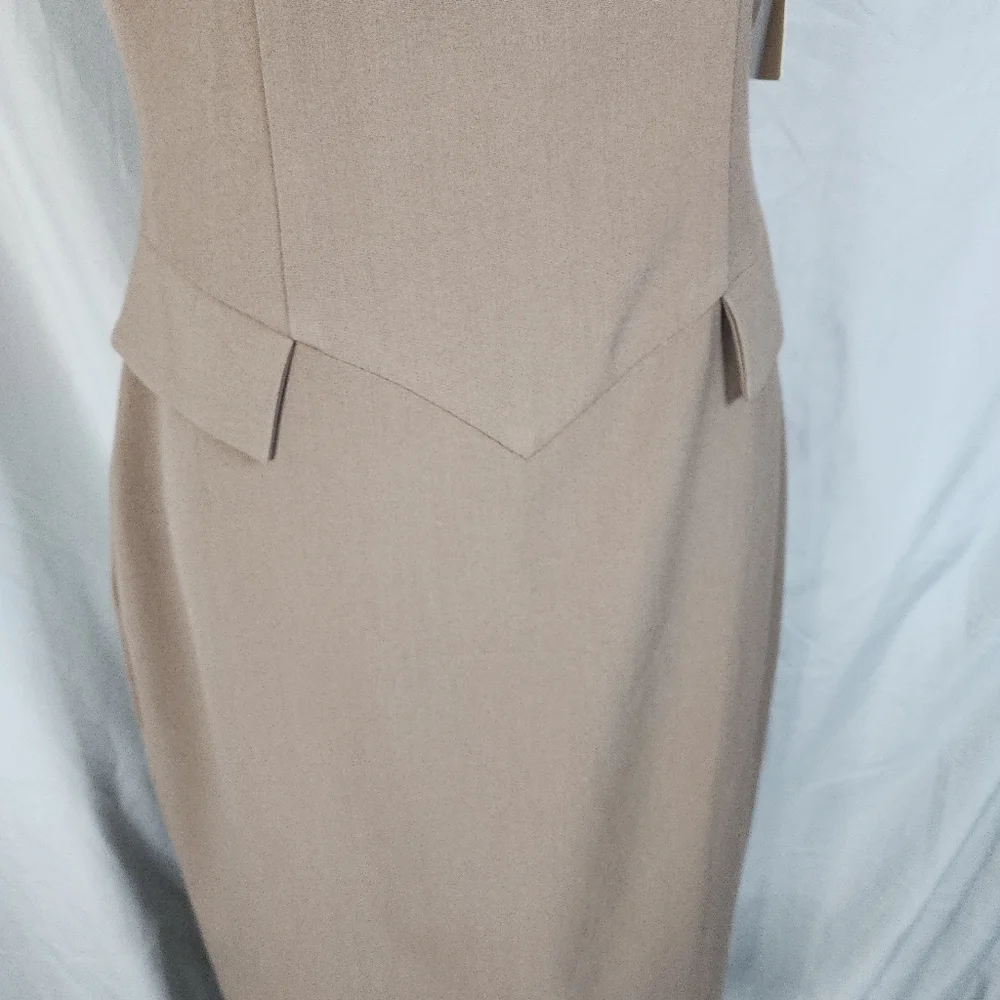 New! BOSTON PROPER Size 6 Brown Sleeveless Cowl Neck Satin Lined Sheath Dress - Picture 9 of 14